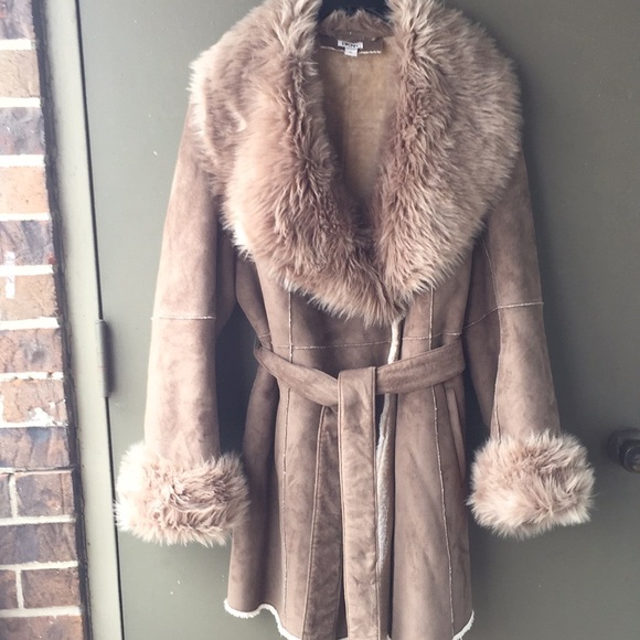 Dkny Jackets & Blazers - DKNY FAUX SUEDE AND FAUX FUR 3/4 COAT NEW